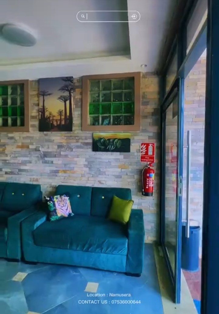 Lobby with teal sofas